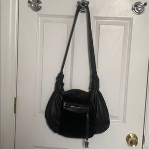 Save The Queen black leather purse
